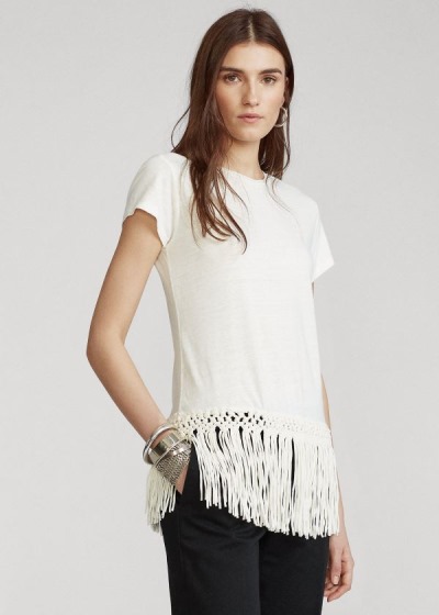 Women's Polo Ralph Lauren Fringe-Hem T Shirts | 390816LXI